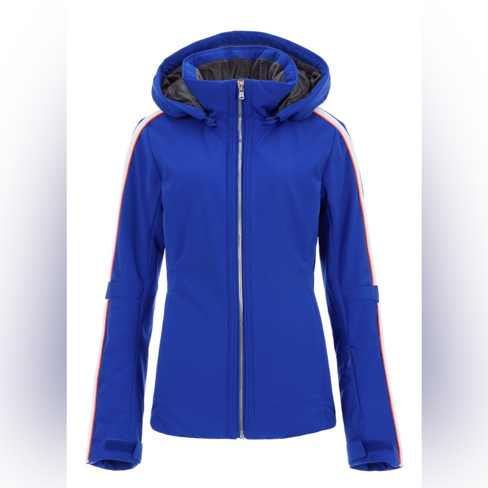 Fera Eva Stretch Insulated Ski Jacket Size 8 Blue/Purple with Orange and white